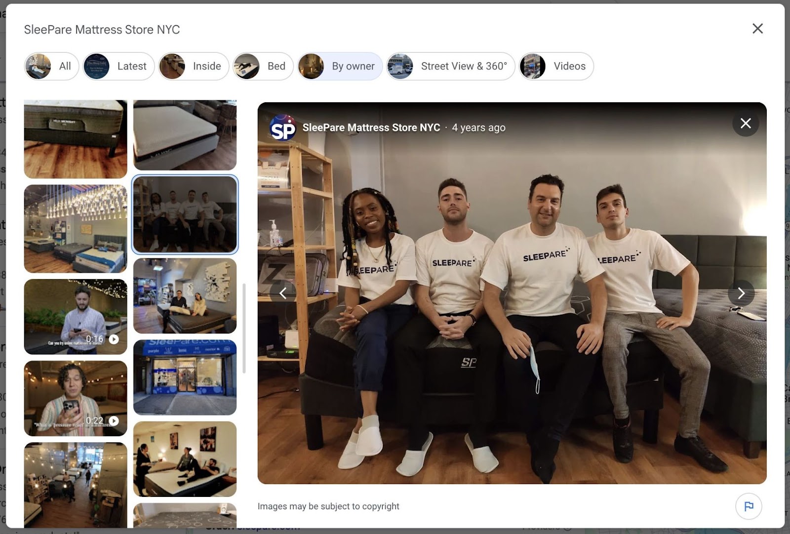 Photos uploaded by a business on Google showing the team, products, and both the interior and exterior of the store.