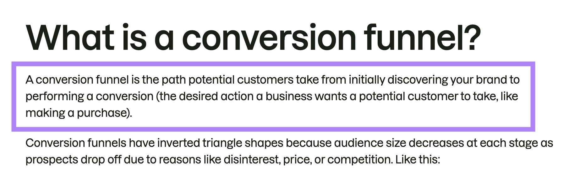 A blog post by Semrush using the BLUF technique with a direct answer immediately following the question posed in the subheading.