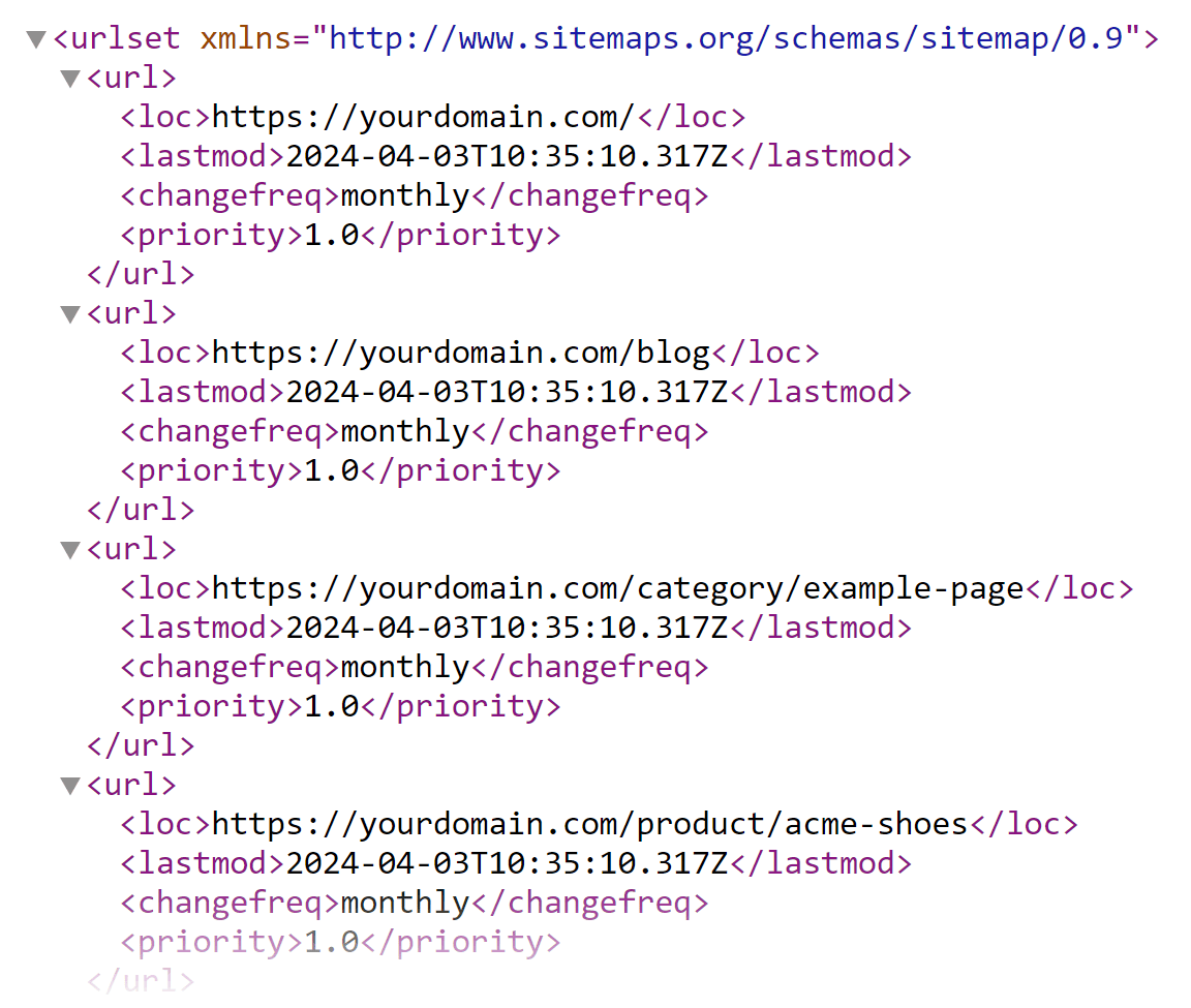 an XML sitemap file